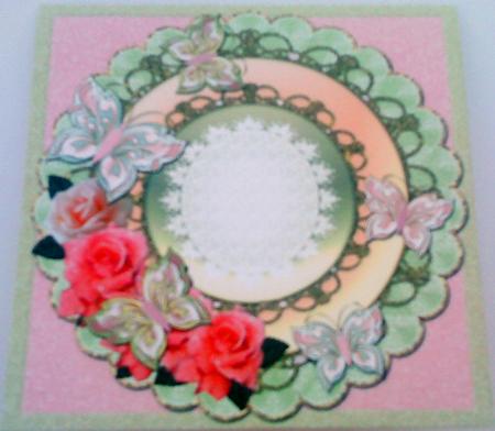 Butterflies & Roses Cut & Fold Square Card 4 by Belinda Ellingham