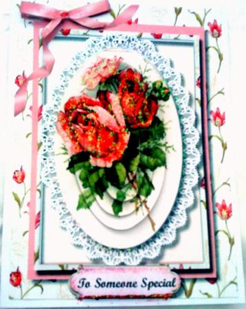 Beautiful Roses and Butterfly Lace ,pyramid by Belinda Ellingham
