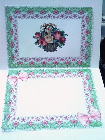 Basket of Roses with Bows in Lace A5 Insert by Belinda Ellingham