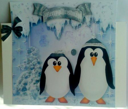 Cute Little Penguins in Silver with Bow by Belinda Ellingham