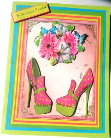 Lovely Lime Green a Nd Pink Polka Dot Shoes  by Belinda Ellingham