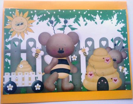 Bumble Bears Playing in the Garden A4 by Belinda Ellingham