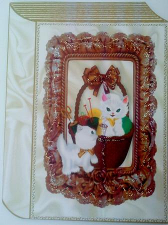 Cute White Kitties with Sewing Basket Folded Book by Belinda Ellingham