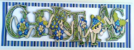 Christmas Word in Purple Stripe Frame Dl by Belinda Ellingham