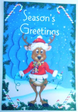 Christmas Reindeer with Lights Scalloped Pyramid by Belinda Ellingham