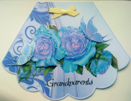 Purple Roses and Butterflies Rocker Card by Belinda Ellingham