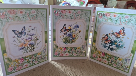 2 Floral butterfly card fronts(5x7 aprox) 6 by Belinda Rainsley