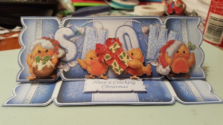 Large Dl Christmas Cracker Easel Card Kit Robins by Belinda Rainsley