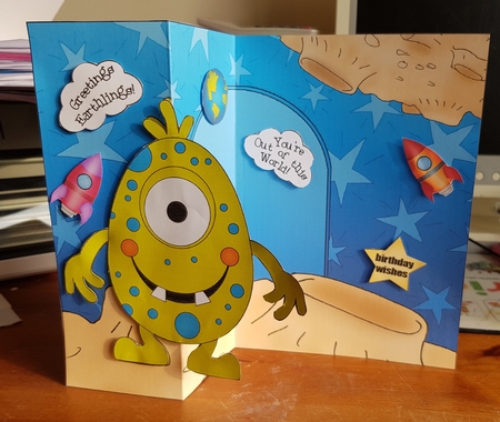 3D Shaped No-Hole Fold Back Mini Kit -  Cute Alien Mosh by Belinda Rainsley