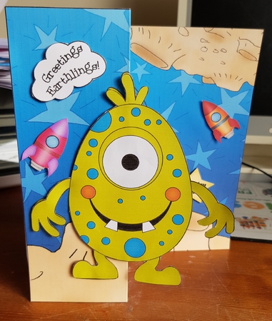 3D Shaped No-Hole Fold Back Mini Kit -  Cute Alien Mosh by Belinda Rainsley