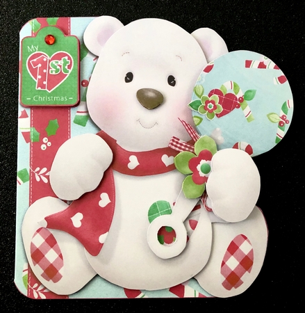 Babys First Christmas 5.5 x 5.5 Inch Shaped 3D Decoupage Card with Insert by Belinda Rub