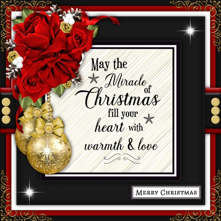 Christmas 5 Rose Vignette Red by Belinda Rub