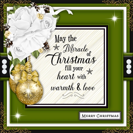 Christmas 5 Rose Vignette Winter White by Belinda Rub