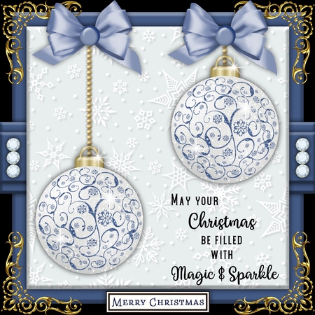 White and Blue Glitter Bauble by Belinda Rub