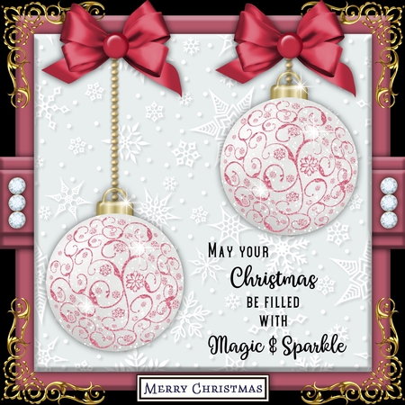 White and Dark Pink Glitter Bauble by Belinda Rub
