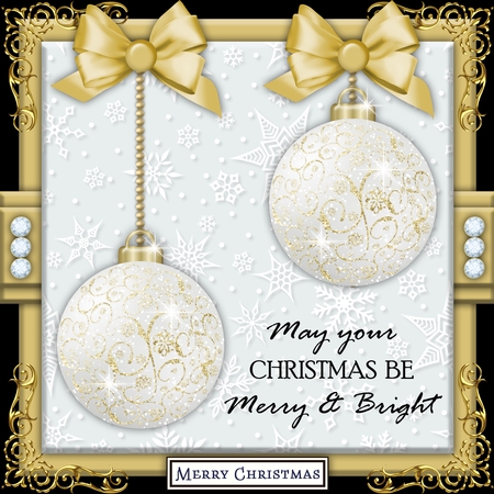 White and Gold Glitter Bauble by Belinda Rub