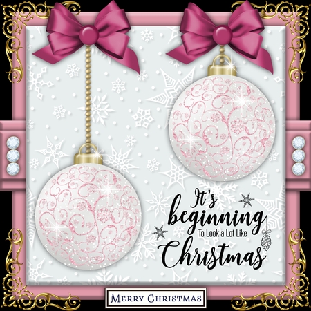 White and Pink Glitter Bauble by Belinda Rub