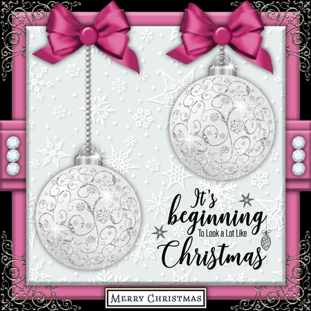 White and Silver Glitter Bauble by Belinda Rub