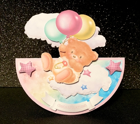 BABY GIRL BEAR ROCKER CARD by Belinda Rub
