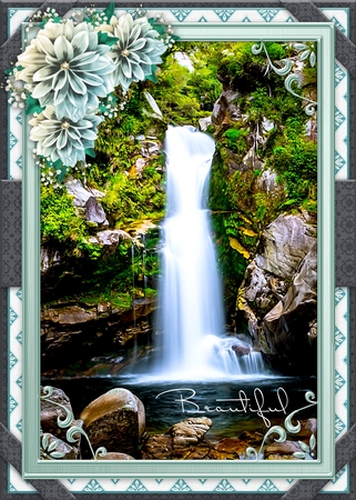 Waterfall - A4 size Oil Painting Style Background by Belinda Rub