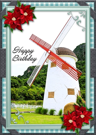 Windmill - A4 size Oil Painting Style Background by Belinda Rub
