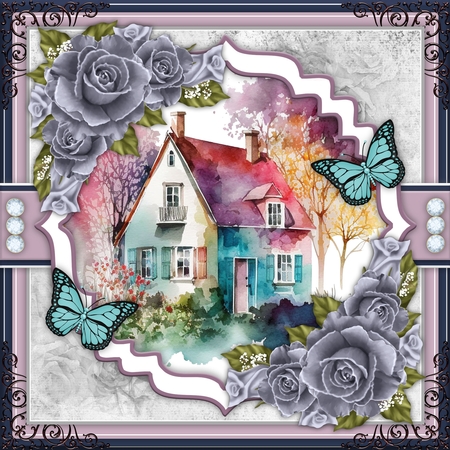 8 Watercolour House Toppers    by Belinda Rub