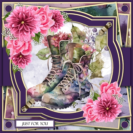 6 Watercolour Boots with Flower Toppers    by Belinda Rub