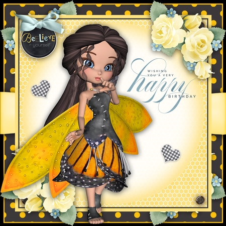 Cute Cookie Character Bumble Bee Fairy Poser Graphics package 2 by Belinda Rub