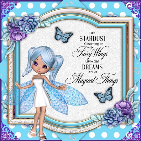Cute Cookie Character Blue Hair Fairy Poser Graphics  by Belinda Rub