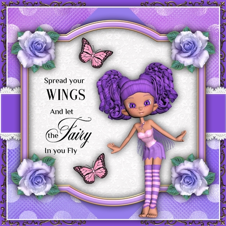 Cute Little Pink & Purple Cookie Character Fairy Poser Graphics by Belinda Rub