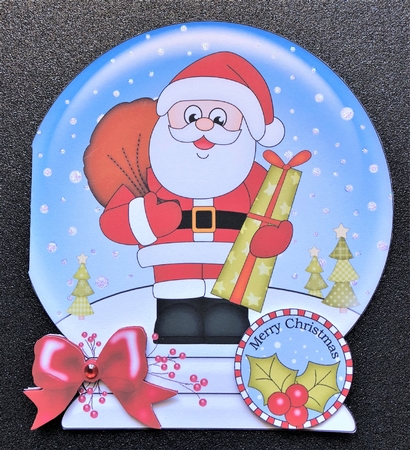 Christmas Snow Globe Shaped Card -  Santa has Presents by Belinda Rub