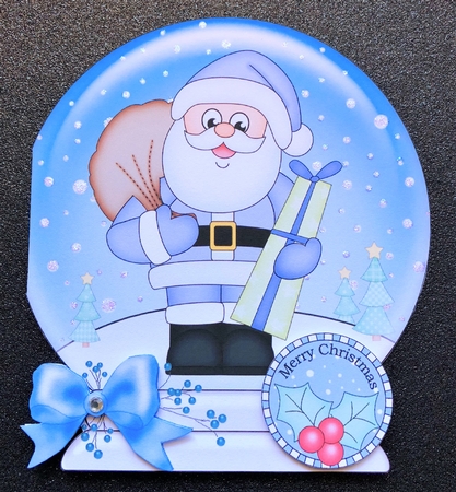 Christmas Snow Globe Shaped Card -  Santa has Presents by Belinda Rub