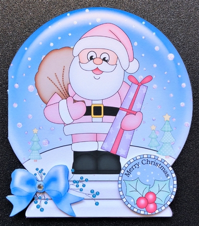 Christmas Snow Globe Shaped Card -  Santa has Presents by Belinda Rub