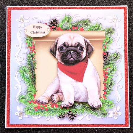 Gorgeous Christmas Pug 8x8 by Belinda Rub