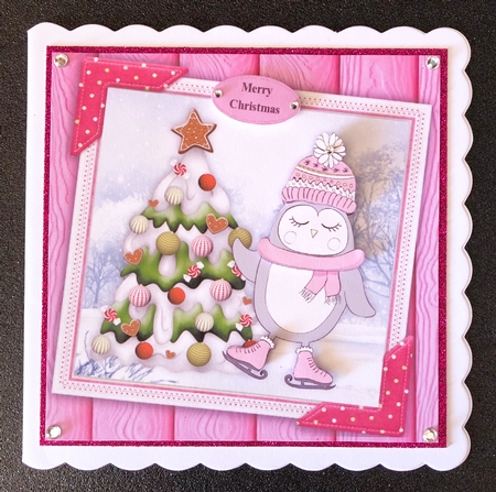 Gorgeous Penguin With Christmas Tree 8x8 by Belinda Rub