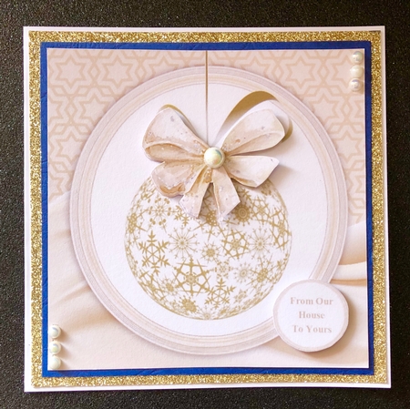 Gorgeous Cream & Gold Bauble 8x8 by Belinda Rub