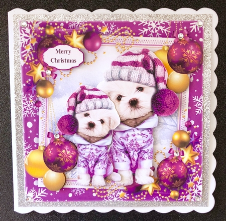 Gorgeous Dogs With Purple & Gold Baubles 8x8 Mini Kit by Belinda Rub