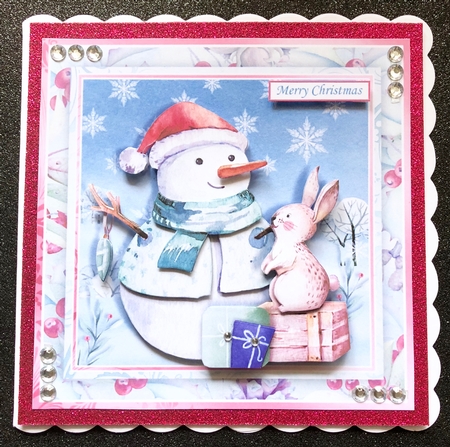 PASTEL SNOWMAN SCENE 7.5 Christmas Decoupage & Insert Mini Kit by Belinda Rub