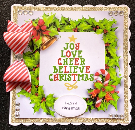 Festive Holly Frame - Joy, Love, Cheer 8x8 by Belinda Rub