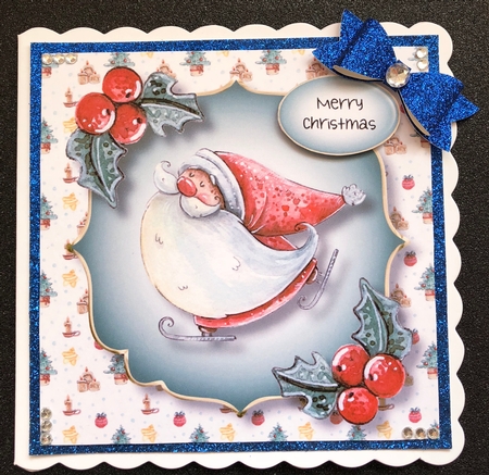 Skating Santa 8x8 by Belinda Rub