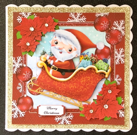 Adorable Santa In His Sleigh With Baubles 8x8 Mini Kit by Belinda Rub