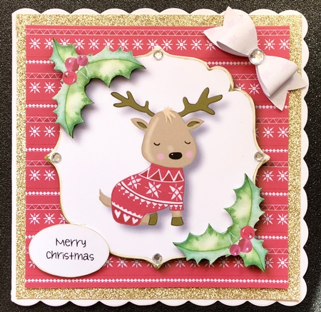 Cute Pink Christmas Jumper Reindeer by Belinda Rub
