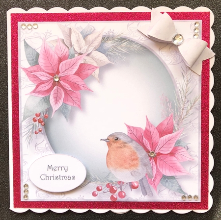 Robin & Poinsettias 8x8 by Belinda Rub