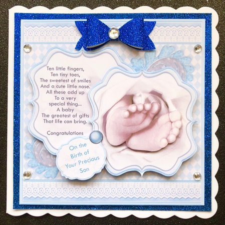 BABY TOES & VERSE Blue New Baby Boy 7.5 Decoupage & Insert Mini Kit by Belinda Rub