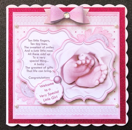 BABY TOES & VERSE Pink New Baby Girl 7.5 Decoupage & Insert Mini Kit by Belinda Rub