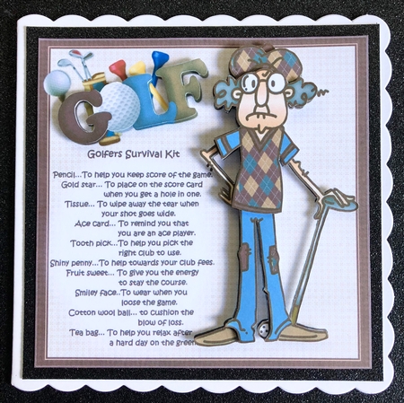 8x8 Gus has a golfers survival kit mini kit by Belinda Rub
