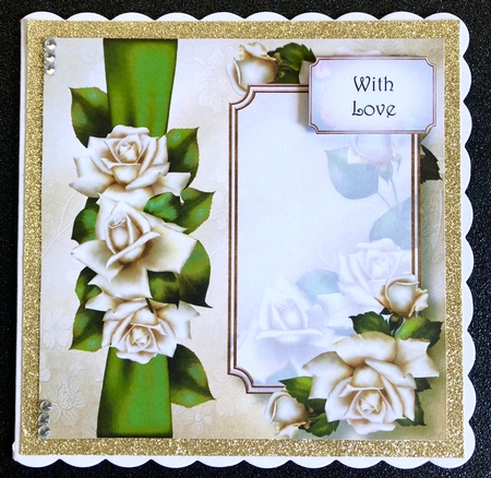 Panel & Bow - Antique Roses 8x8 by Belinda Rub