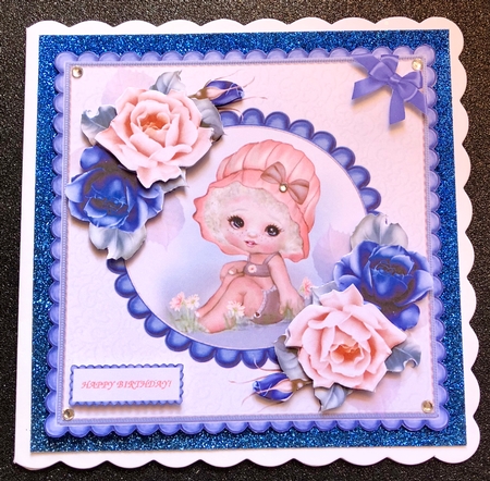 The Vintage Girl and Blue and Peach roses by Belinda Rub