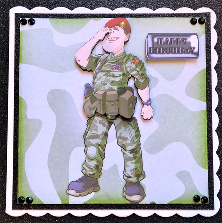 Army Dude Red Beret 8x8 Quick Card by Belinda Rub
