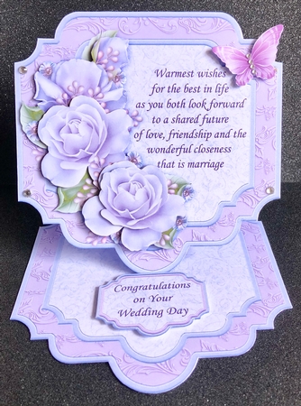 WEDDING DAY VERSE & ROSES 7.7 Large Easel Card & Decoupage by Belinda Rub